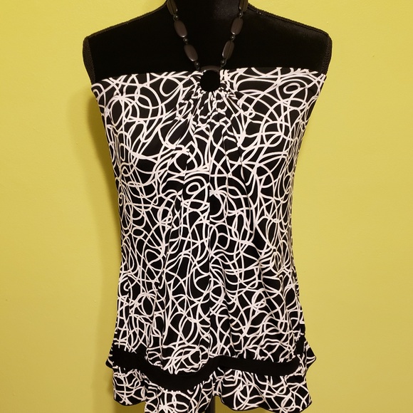 M.K.M Designs, Halter Top, X-Large, Black & White - Picture 2 of 3